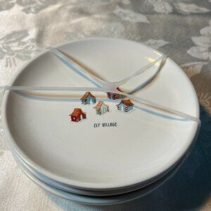 Rae Dunn Elf Village Christmas Appetizer Plates NWT